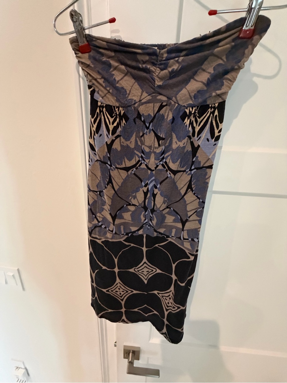 Free People Black Gray Boho strapless dress
